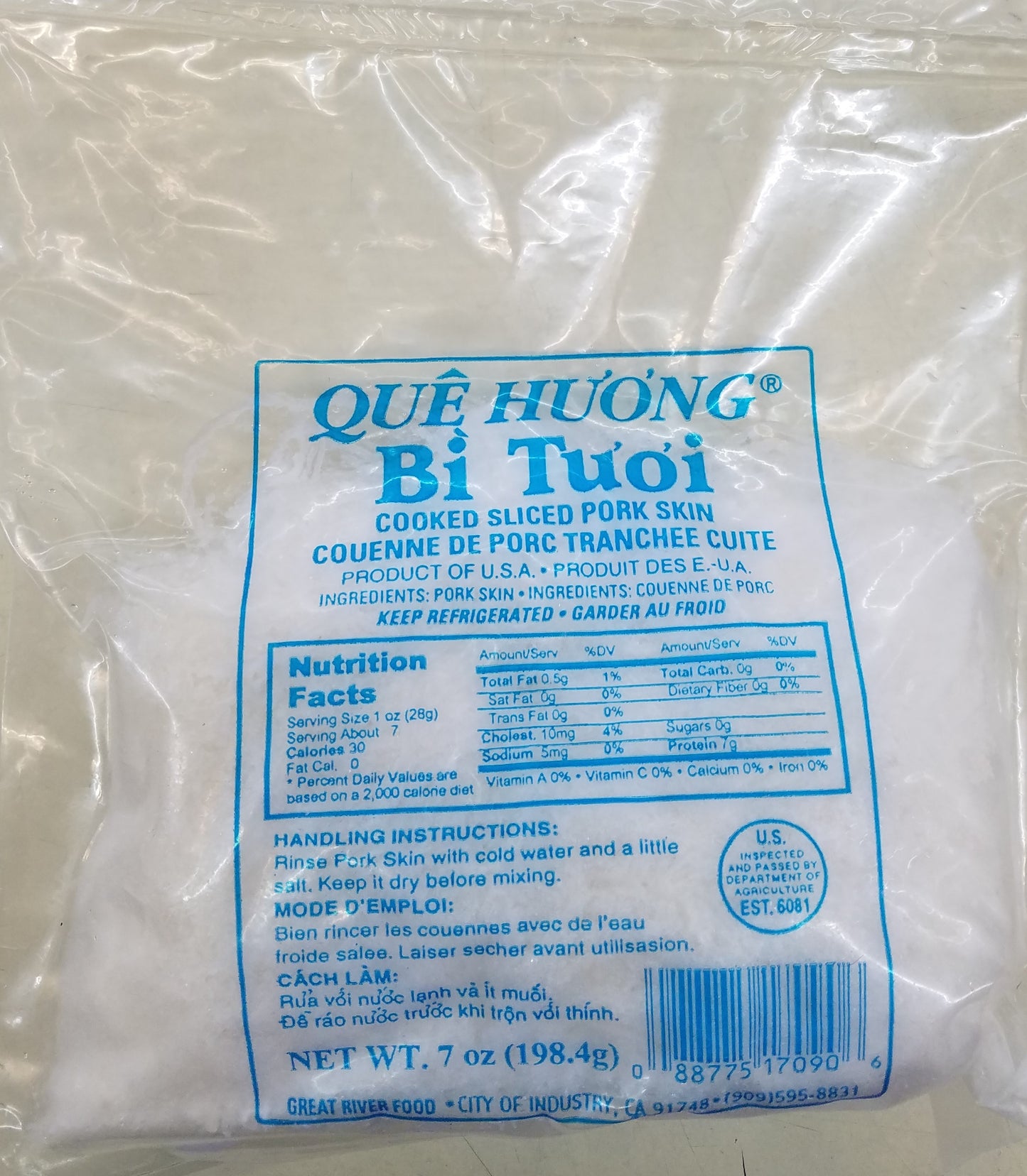 Que Huong Cooked Sliced Pork Skin