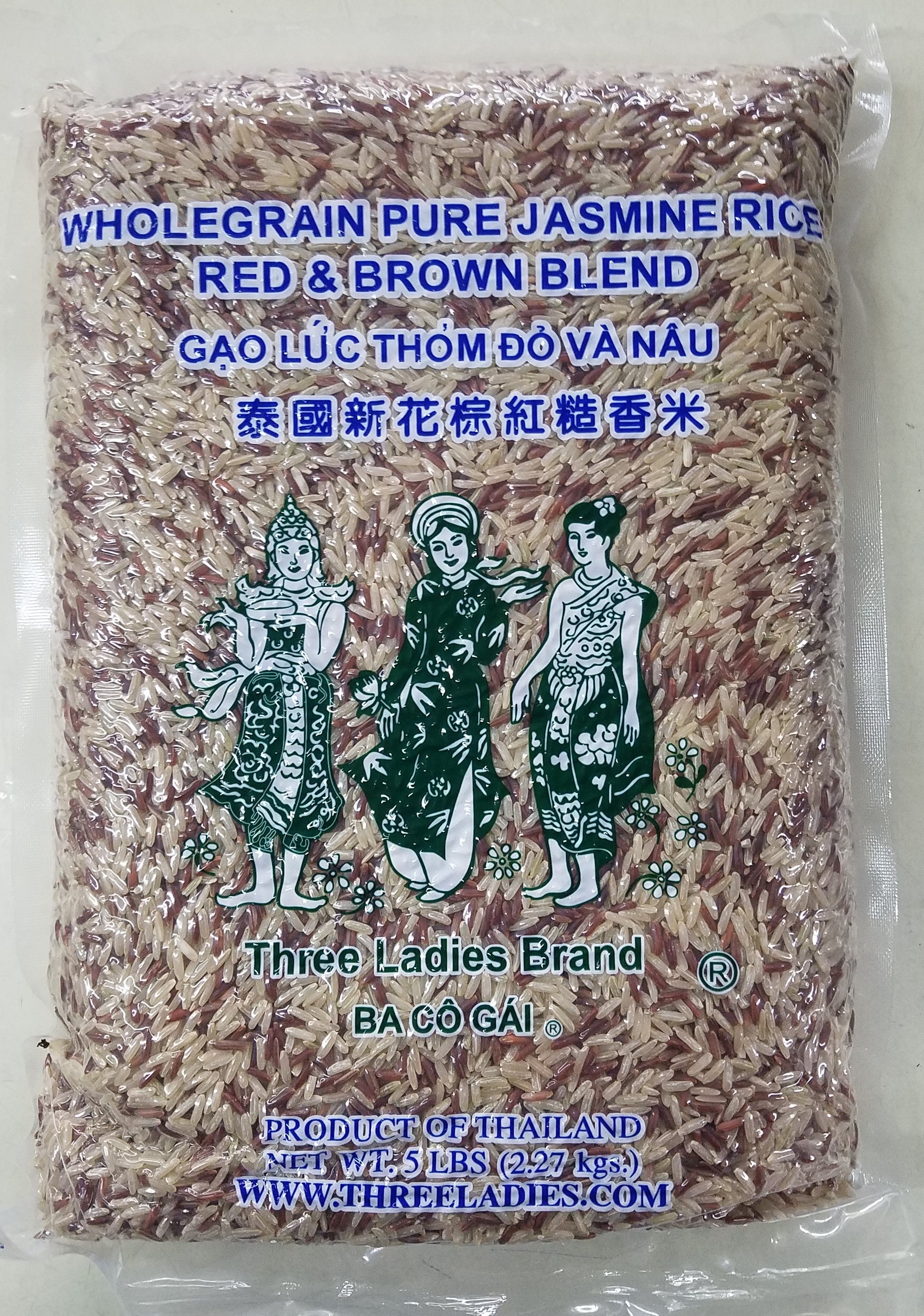 Three Ladies Whole Grain Jasmine Rice Red & Brown Blend 5lb – Asia Mart ...