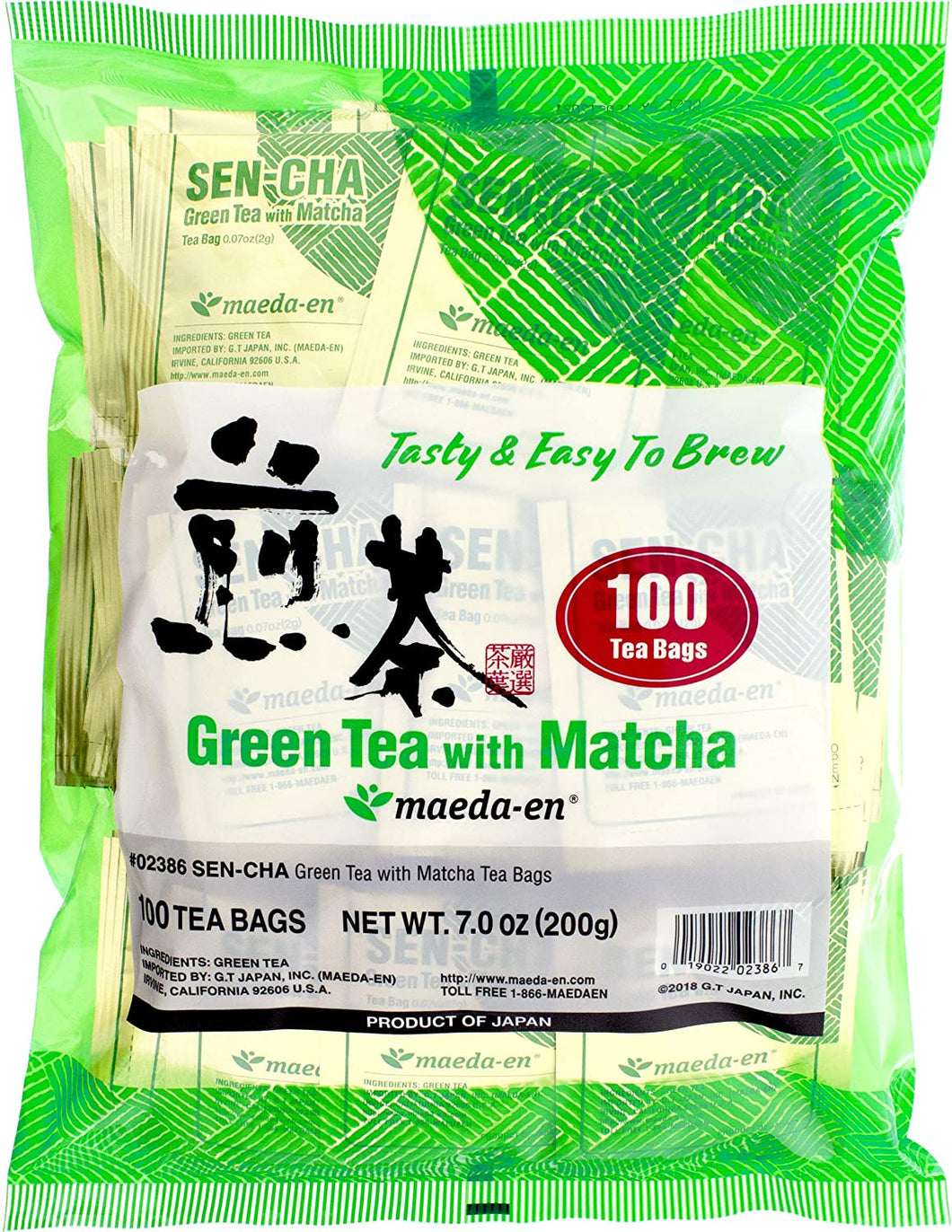 Maeda-en Green Tea with Matcha Tea Bags 100ct