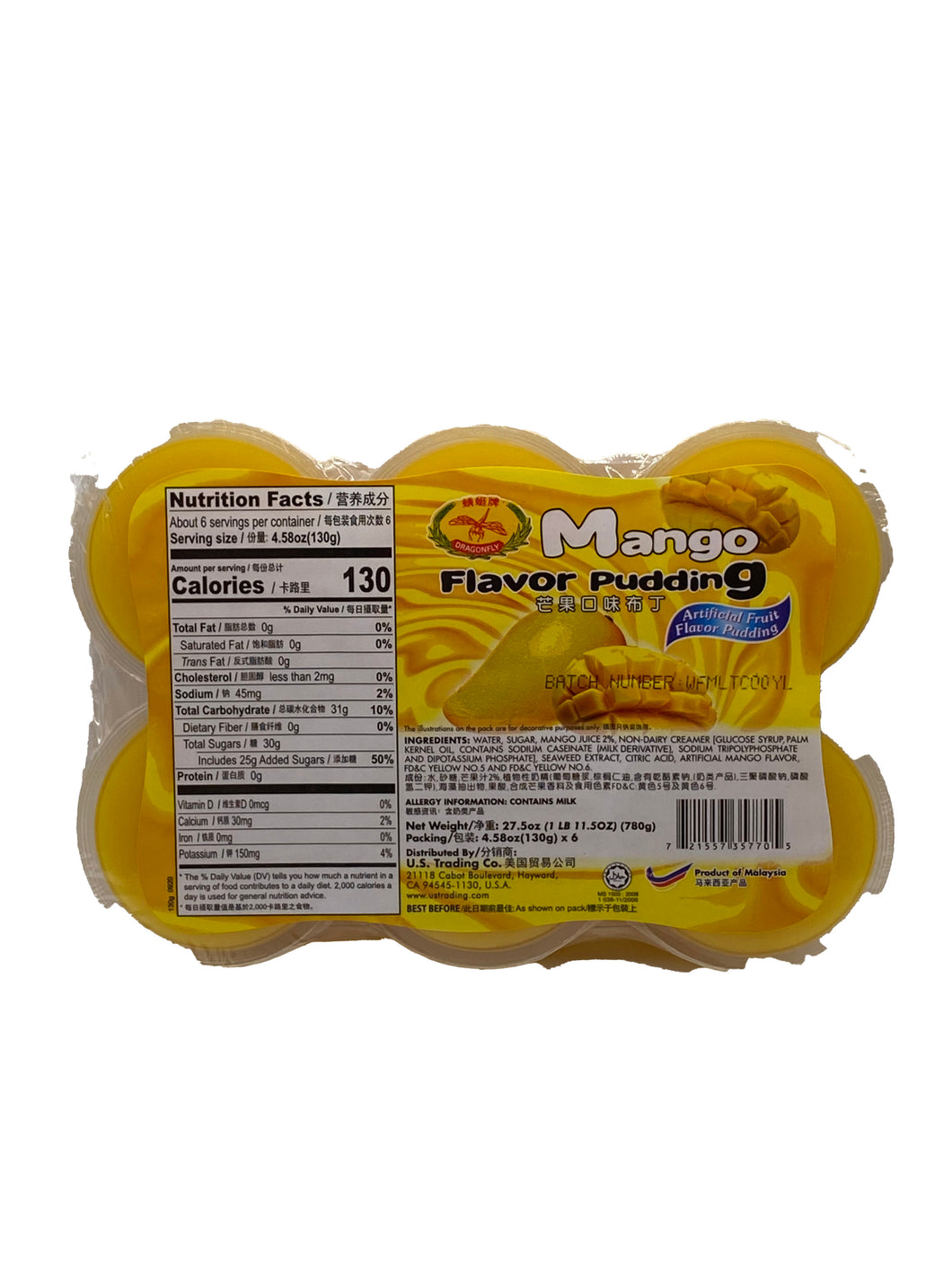Dragonfly Mango Flavor Pudding 6ct
