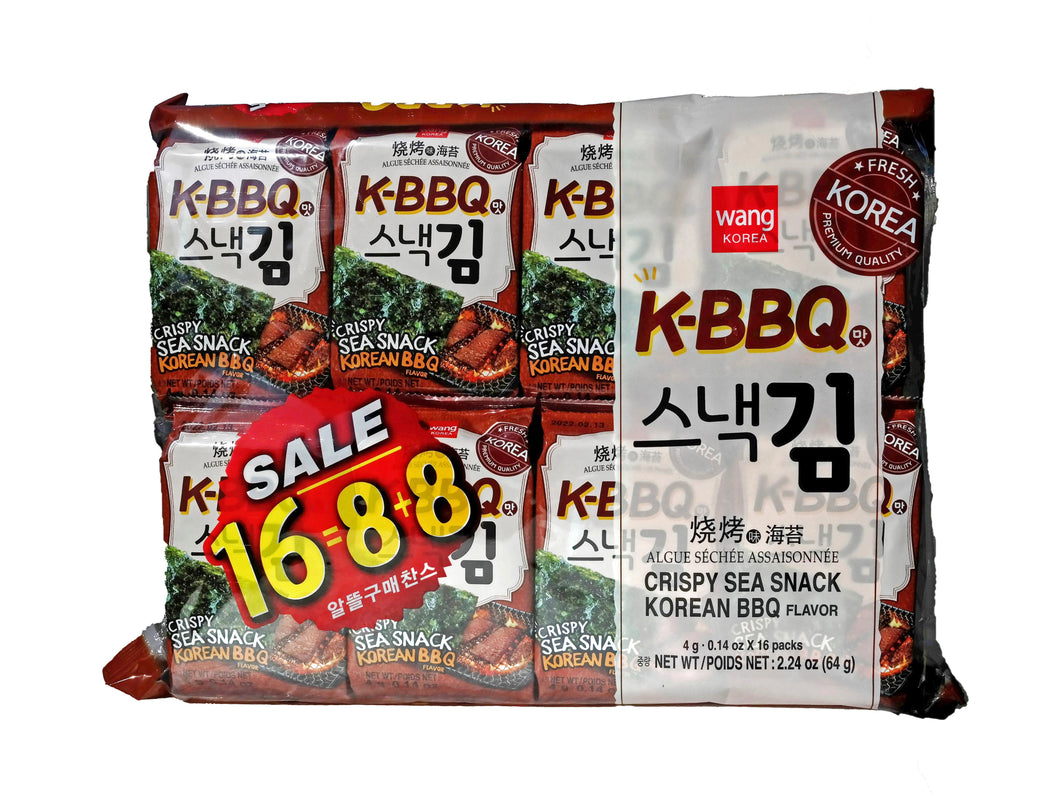 Wang Crispy Seaweed Snack 16ct (Korean BBQ Flavor)